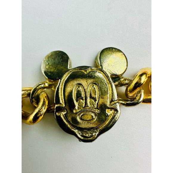Vintage Mickey Mouse Disney Adjustable Chain Belt Glentex New York Gold Tone 42" - Picture 3 of 16